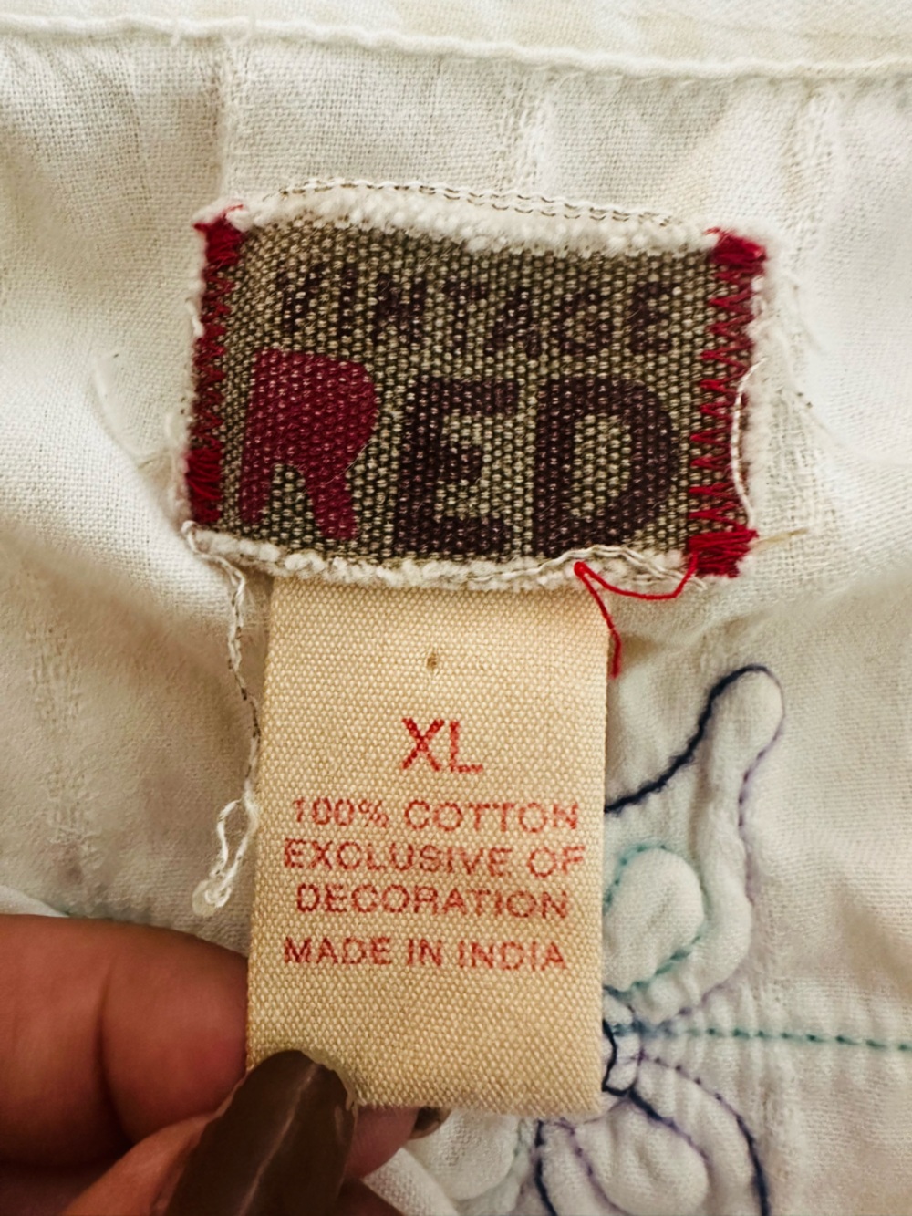 Vintage Red White Western Embroidered Snap Shirt Cowboy XL - Picture 8 of 9